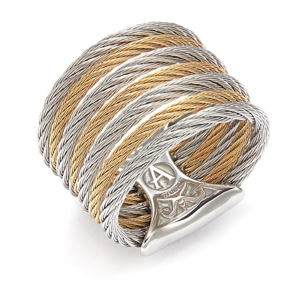 ALOR 18K White Gold & Stainless Steel Cable Ring